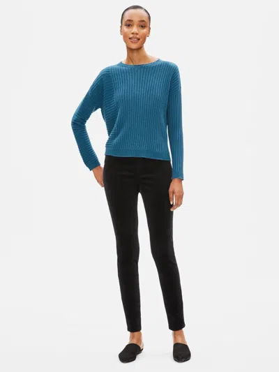 Eileen Fisher Organic Cotton Tencel Corduroy Leggings In Black