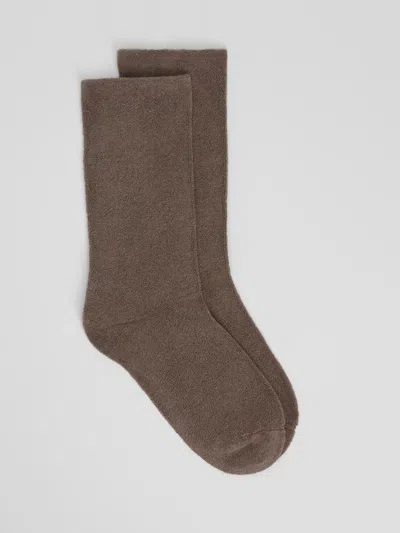 Eileen Fisher Organic Cotton Terry Cozy Crew Sock In Brown