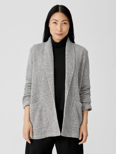 Eileen Fisher Organic Cotton Terry Shawl Collar Jacket In Gray
