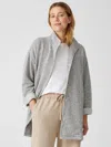 Eileen Fisher Organic Cotton Terry Stand Collar Jacket In Gray