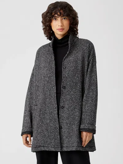 Eileen Fisher Organic Cotton Terry Stand Collar Jacket In Gray