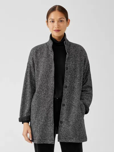 Eileen Fisher Organic Cotton Terry Stand Collar Jacket In Gray