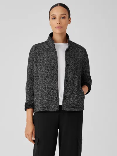 Eileen Fisher Organic Cotton Terry Stand Collar Jacket In Multi