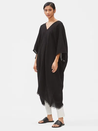 Eileen Fisher Organic Cotton Texture Caftan In Black