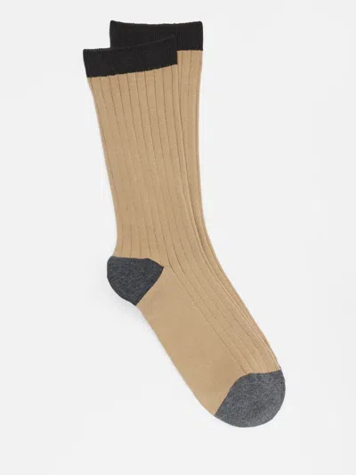 Eileen Fisher Organic Cotton Toe-blocked Sock In Brown