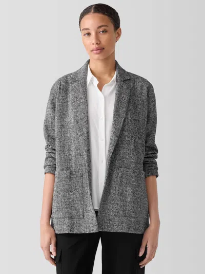 Eileen Fisher Long Linen-blend Cardigan In Gray