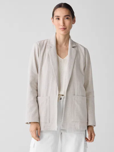 Eileen Fisher Organic Cotton Tweed Blazer In Gray