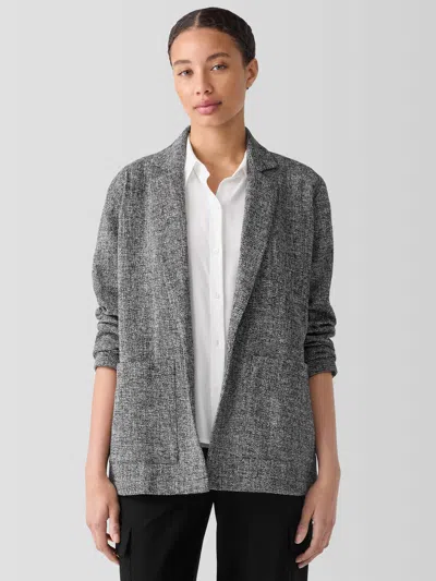 Eileen Fisher Organic Cotton Tweed Blazer In Gray