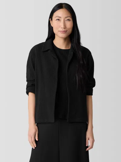 Eileen Fisher Organic Cotton Tweed Classic Collar Jacket In Gray