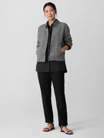 Eileen Fisher Organic Cotton Tweed Jacket In Black/white