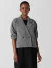 Eileen Fisher Double Breasted Stretch Organic Cotton Short Blazer In Gray