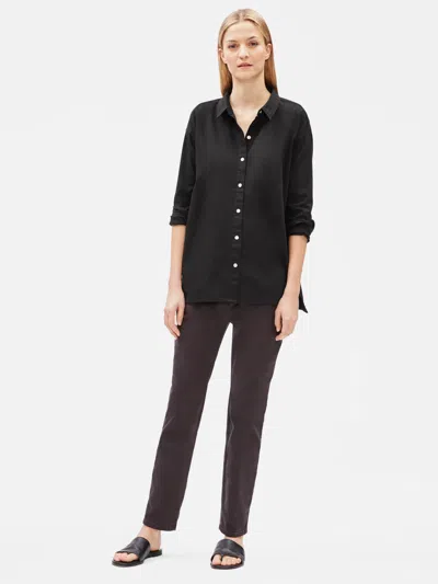 Eileen Fisher Organic Cotton Twill Classic Collar Shirt In Animal Print