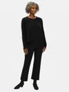 Eileen Fisher Organic Cotton Twill Flare Cropped Pant In Black