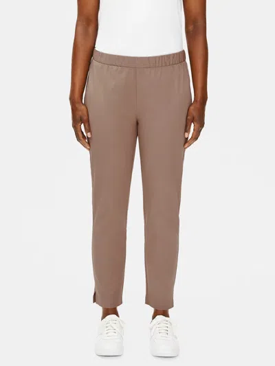 Eileen Fisher Organic Cotton Twill Slim Ankle Pant In Brown