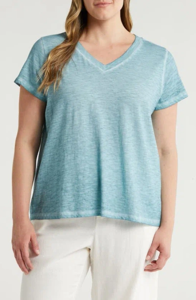 Eileen Fisher Organic Cotton V-neck T-shirt In Seafoam