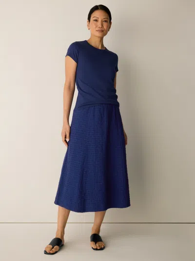 Eileen Fisher Organic Cotton Voile Box Skirt In Deep Dive