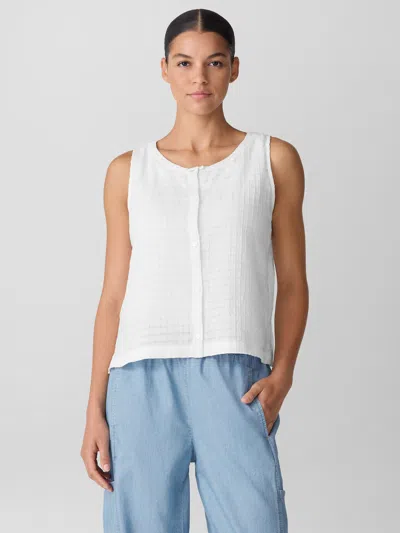 Eileen Fisher Organic Cotton Voile Box Vest In White