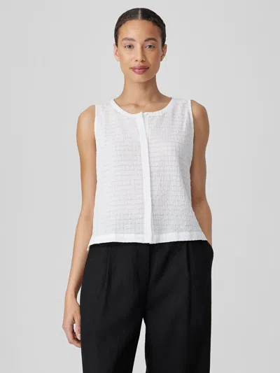 Eileen Fisher Organic Cotton Voile Box Vest In White