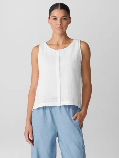 Eileen Fisher Organic Cotton Voile Box Vest In White