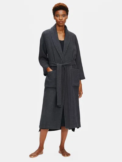 Eileen Fisher Organic Cotton Waffle Spa Robe In Gray