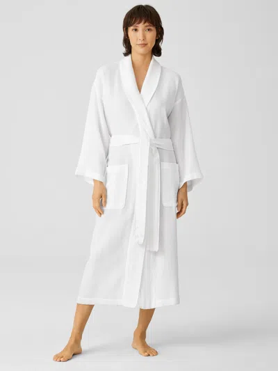 Eileen Fisher Organic Cotton Waffle Spa Robe In White