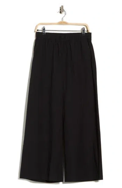 Eileen Fisher Organic Cotton Wide Ankle Length Pants In Black