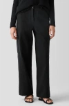 Eileen Fisher Organic Cotton Wide Leg Cargo Pants In Black