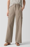 Eileen Fisher Organic Cotton Wide Leg Cargo Pants In Reed
