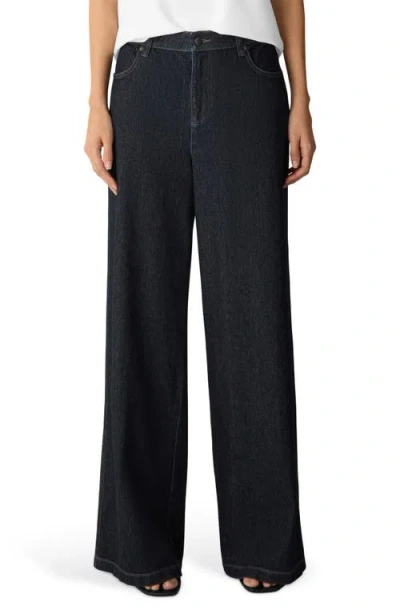 Eileen Fisher Organic Cotton Wide Leg Jeans In Black