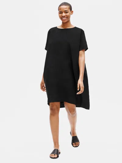 Eileen Fisher Organic Handkerchief Linen Boxy Dress In Black