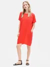 Eileen Fisher Organic Handkerchief Linen Boxy Dress In Red