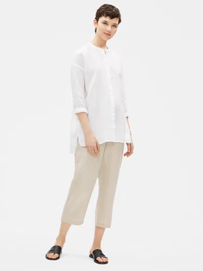 Eileen Fisher Organic Handkerchief Linen Boxy Shirt In White