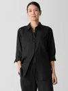 Eileen Fisher Organic Handkerchief Linen Classic Collar Shirt In Black