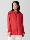 Eileen Fisher Organic Handkerchief Linen Classic Collar Shirt In Red