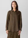 Eileen Fisher Organic Handkerchief Linen Classic Collar Shirt In Brown