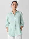 Eileen Fisher Organic Handkerchief Linen Classic Collar Shirt In Absinthe In Green