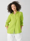 Eileen Fisher Organic Handkerchief Linen Classic Collar Shirt In Chartreuse In Green