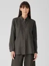 Eileen Fisher Organic Handkerchief Linen Classic Collar Shirt In Black