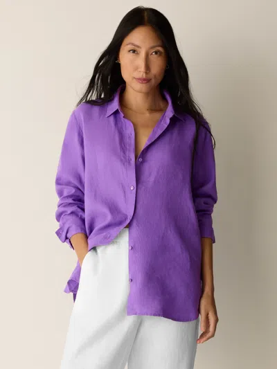 Eileen Fisher Organic Handkerchief Linen Classic Collar Shirt In Petunia