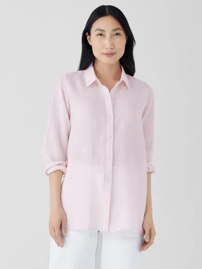 Eileen Fisher Organic Handkerchief Linen Classic Collar Shirt In Pink