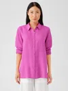 Eileen Fisher Organic Handkerchief Linen Classic Collar Shirt In Pink