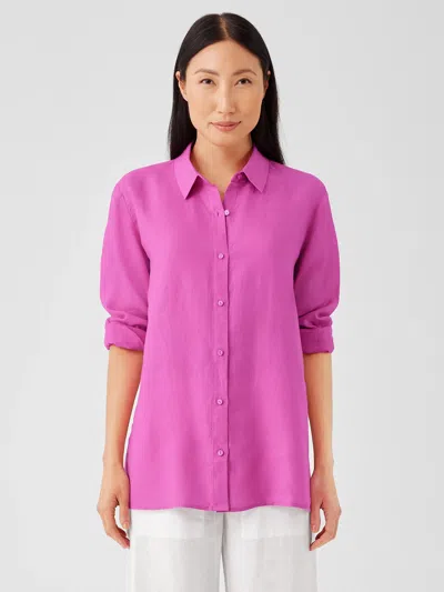 Eileen Fisher Organic Handkerchief Linen Classic Collar Shirt In Pink