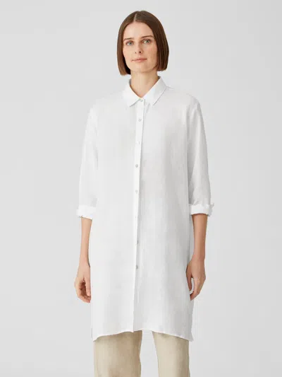 Eileen Fisher Organic Handkerchief Linen Classic Collar Shirt In White