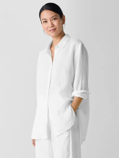 Eileen Fisher Organic Handkerchief Linen Classic Collar Shirt In White