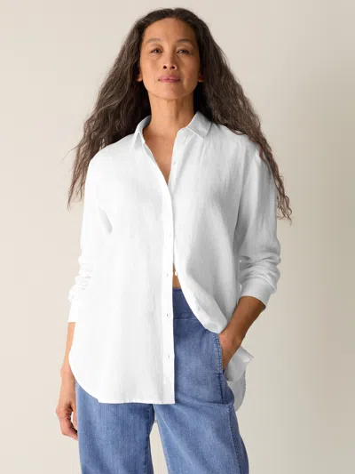 Eileen Fisher Organic Handkerchief Linen Classic Collar Shirt In White
