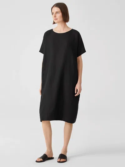 Eileen Fisher Organic Handkerchief Linen Dress In Black