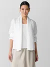Eileen Fisher Organic Handkerchief Linen High Collar Jacket In Black