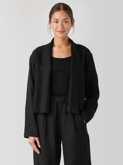 Eileen Fisher Organic Handkerchief Linen High Collar Jacket In Black