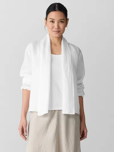 Eileen Fisher Organic Handkerchief Linen High Collar Jacket In White
