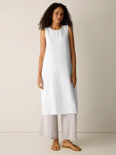 Eileen Fisher Organic Handkerchief Linen Long Shell In White